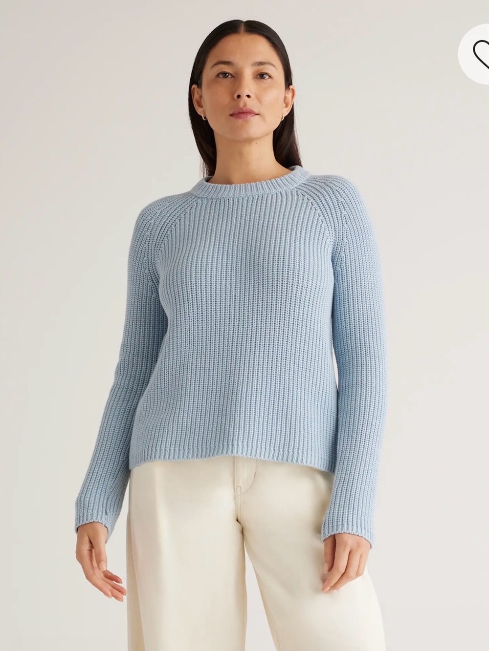 Quince NWT 100% Organic Cotton Fisherman Crew Sweater S Small Sky Blue